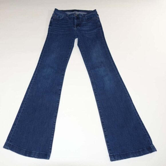 7 For All Mankind Women's Dojo Wide Leg Jeans Size 25 Mid Rise Blue 32in; Inseam - Picture 1 of 9